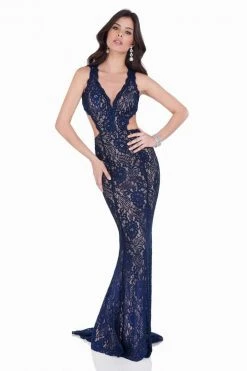 Terani Couture - Scalloped Lace Mermaid Gown With Cutouts 1623E1652 Formal Gowns