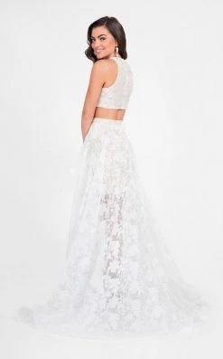 Formal Gowns Terani Couture - Two-Piece Ornate Jewel Gown With High-Low Skirt 1711P2731