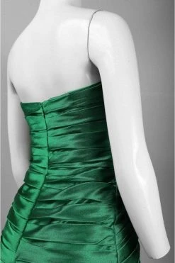 Theia - 881527 Strapless Rosette Detail Pleated Organza Gown Formal Gowns