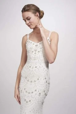 Theia - 890461 Sleeveless Swag-Motif Detailed Mermaid Gown Formal Gowns