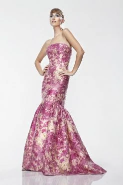 Formal Gowns Theia - Floral Pattern Mermaid Gown 881176