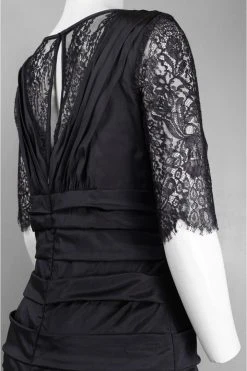 Formal Gowns Theia Lace Sleeve Ruched Evening Dress 881865 - 1pc Midnight In Size 12 Available