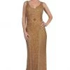Formal Gowns Theia Shining Gilded Mesh Long Dress 881772 - 1 Pc. Gold In Size 8 Available