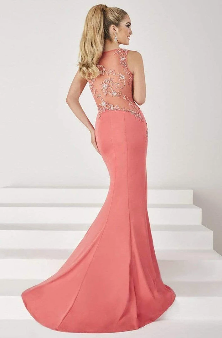 Formal Gowns Tiffany Designs - 16195 Bead Accented V-neck Slim Flare Jersey Dress 4 Formal Gowns Tiffany Designs - 16195 Bead Accented V-neck Slim Flare Jersey Dress