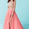 Formal Gowns Tiffany Designs - 16212 Two-Piece Long Prom Dress With Beaded Illusion Top