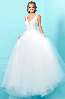 Tiffany Designs - 16241 Sparkling V-Neck Tulle Long Evening Gown