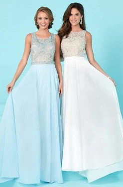 Tiffany Designs - 16244 Alluring Beaded Bateau Illusion Neck Chiffon A-line Dress