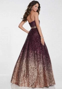 Tiffany Designs - 16264 Strapless Sweetheart Allover Sequined Ombre Ballgown - 1 Pc Burgundy/Rose Gold In Size 6 Available 7 Tiffany Designs - 16264 Strapless Sweetheart Allover Sequined Ombre Ballgown - 1 Pc Burgundy/Rose Gold In Size 6 Available