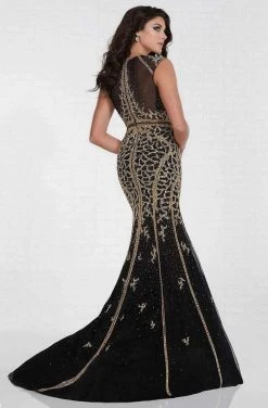 Tiffany Designs - 16276 Cap Sleeve Gilt Beaded Illusion Trumpet Gown