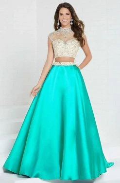 Tiffany Designs - 16277 Cap Sleeve Illusion Choker Mikado Gown Formal Gowns