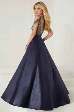 Tiffany Designs - 16283 Beaded V-neck Shimmer Satin A-line Gown Formal Gowns