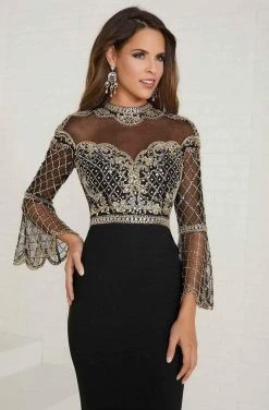 Tiffany Designs - 16285 Sequined High Neck Jersey Trumpet Dress Formal Gowns