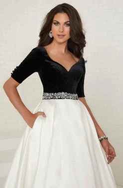 Tiffany Designs - 16287 Beaded Velvet/Mikado A-line Dress Formal Gowns