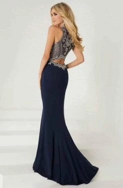 Formal Gowns Tiffany Designs - 16293 Embellished Illusion Halter Jersey Dress 8 Formal Gowns Tiffany Designs - 16293 Embellished Illusion Halter Jersey Dress