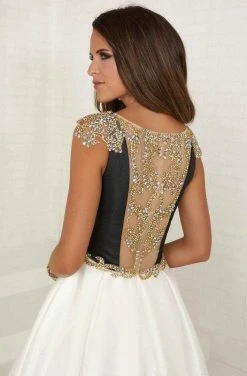 Tiffany Designs - 16297 Beaded Deep V-neck Shimmer Satin Ballgown Formal Gowns