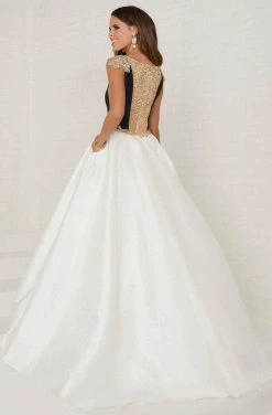 Tiffany Designs - 16297 Beaded Deep V-neck Shimmer Satin Ballgown Formal Gowns