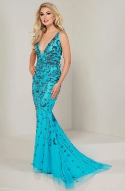 Formal Gowns Tiffany Designs - 16349 Strappy Beaded V-Neck Mermaid Gown