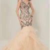 Formal Gowns Tiffany Designs - 16351 Beaded V-Neck Layered Mermaid Dress