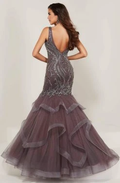 Formal Gowns Tiffany Designs - 16351 Beaded V-Neck Layered Mermaid Dress