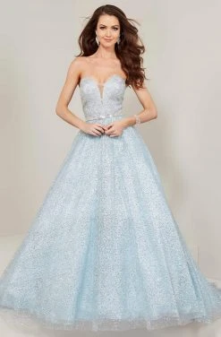 Tiffany Designs - 16355 Metallic Lace Sweetheart Bodice Gown