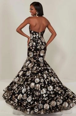 Formal Gowns Tiffany Designs - 16366 Floral Sequined Illusion Halter Mermaid Gown 6 Formal Gowns Tiffany Designs - 16366 Floral Sequined Illusion Halter Mermaid Gown