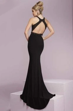 Tiffany Designs - 46089 Stylishly Ornate High Halter Long Evening Gown