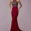 Tiffany Designs - 46089 Stylishly Ornate High Halter Long Evening Gown