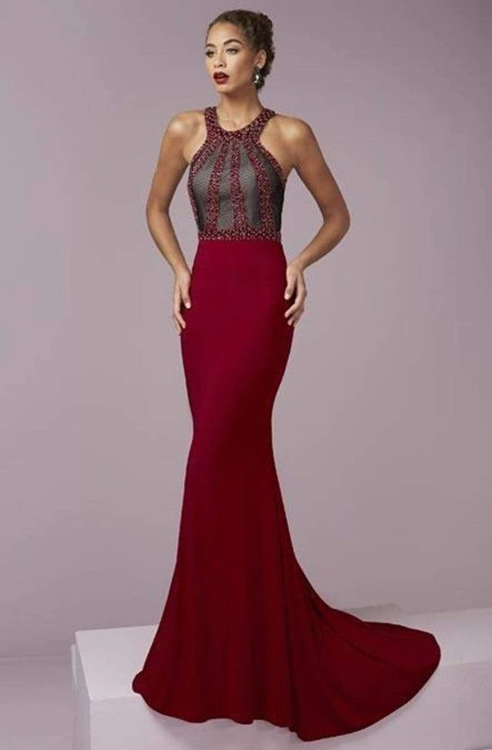 Tiffany Designs - 46089 Stylishly Ornate High Halter Long Evening Gown 3 Tiffany Designs - 46089 Stylishly Ornate High Halter Long Evening Gown