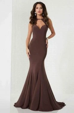 Tiffany Designs - 46114 Halter Jersey Trumpet Dress With Cutouts 8 Tiffany Designs - 46114 Halter Jersey Trumpet Dress With Cutouts