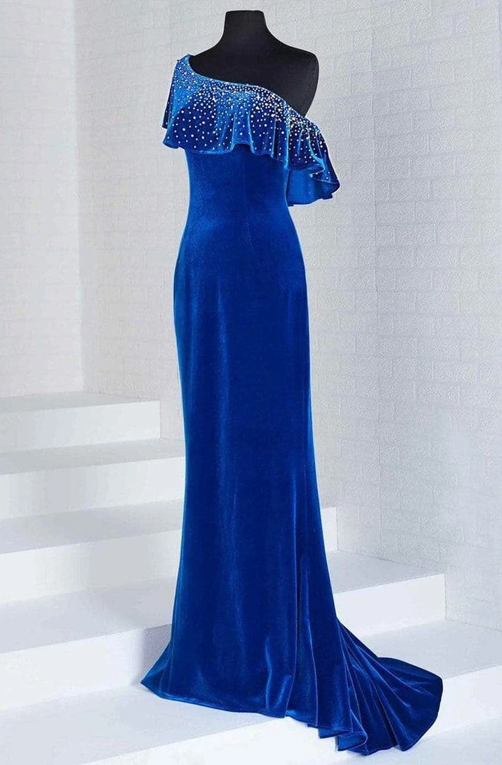 Formal Gowns Tiffany Designs - 46125 Embellished Asymmetric Velvet Trumpet Dress 7 Formal Gowns Tiffany Designs - 46125 Embellished Asymmetric Velvet Trumpet Dress