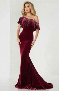 Formal Gowns Tiffany Designs - 46125 Embellished Asymmetric Velvet Trumpet Dress 10 Formal Gowns Tiffany Designs - 46125 Embellished Asymmetric Velvet Trumpet Dress
