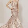 Tiffany Designs - Sequin Lace Mermaid Gown 16333 - 1 Pc Rose Gold In Size 20 Available