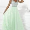 Tiffany Designs - Sequined V-Neck Evening Gown 16085 - 1 Pc Neon Orange In Size 4 Available