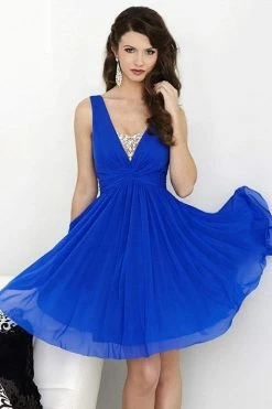 Tiffany Homecoming - 27057 Elegant V- Neckline Flowy Dress Cocktail Dresses