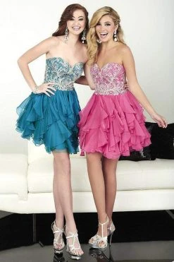 Cocktail Dresses Tiffany Homecoming - 27076 Embroidered Strapless Lace Ruffled Cocktail Dress