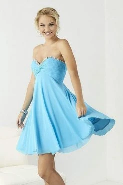 Tiffany Homecoming - 27080 Strapless Beaded Ruched Empire A Line Short Dress