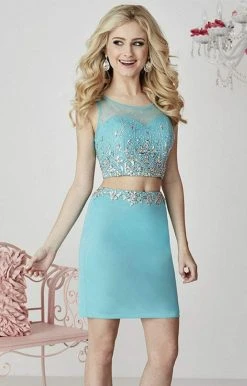 Tiffany Homecoming - 27104 Two-Piece Rhinestone-encrusted Illusion Sweetheart Jersey Pencil Dress