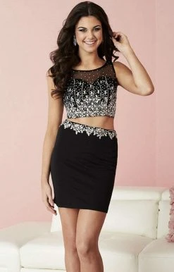 Tiffany Homecoming - 27104 Two-Piece Rhinestone-encrusted Illusion Sweetheart Jersey Pencil Dress