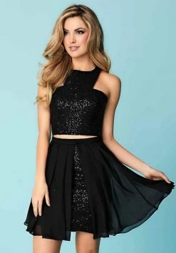 Tiffany Homecoming - 27148 Two Piece Halter Dress With Chiffon Overlay Cocktail Dresses