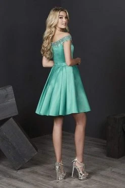 Cocktail Dresses Tiffany Homecoming - 27205 Beaded Off-Shoulder Satin A-line Dress
