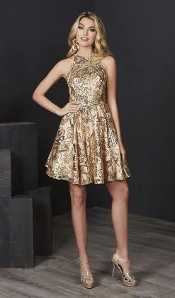 Tiffany Homecoming - 27217 Floral Sequined Halter Cocktail Dress Cocktail Dresses