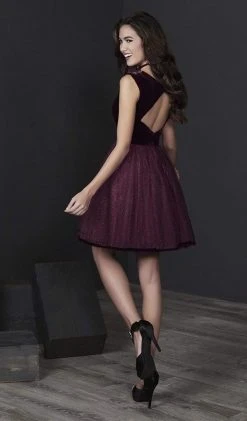 Cocktail Dresses Tiffany Homecoming - 27228 Velvet Deep V-neck Tulle A-line Dress
