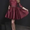 Cocktail Dresses Tiffany Homecoming - Lace Quarter Length Sleeves A-Line Cocktail Dress 27202 - 1 Pc Burgundy In Size 2 Available