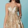 Tiffany Homecoming - Sequined Strapless Lace Applique Short Dress 27159 - 1 Pc Gold/White In Size 6 Available 2 Tiffany Homecoming - Sequined Strapless Lace Applique Short Dress 27159 - 1 Pc Gold/White In Size 6 Available