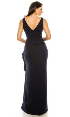 Vince Camuto - VC8M7568 V Neck Peplum Long Dress