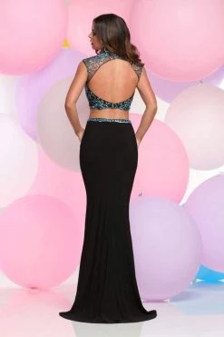 Formal Gowns Zoey Grey 31077 Embellished Two-Piece Illusion High Neck Gown - 1 Pc Ivory/Gold In Size 2 Available