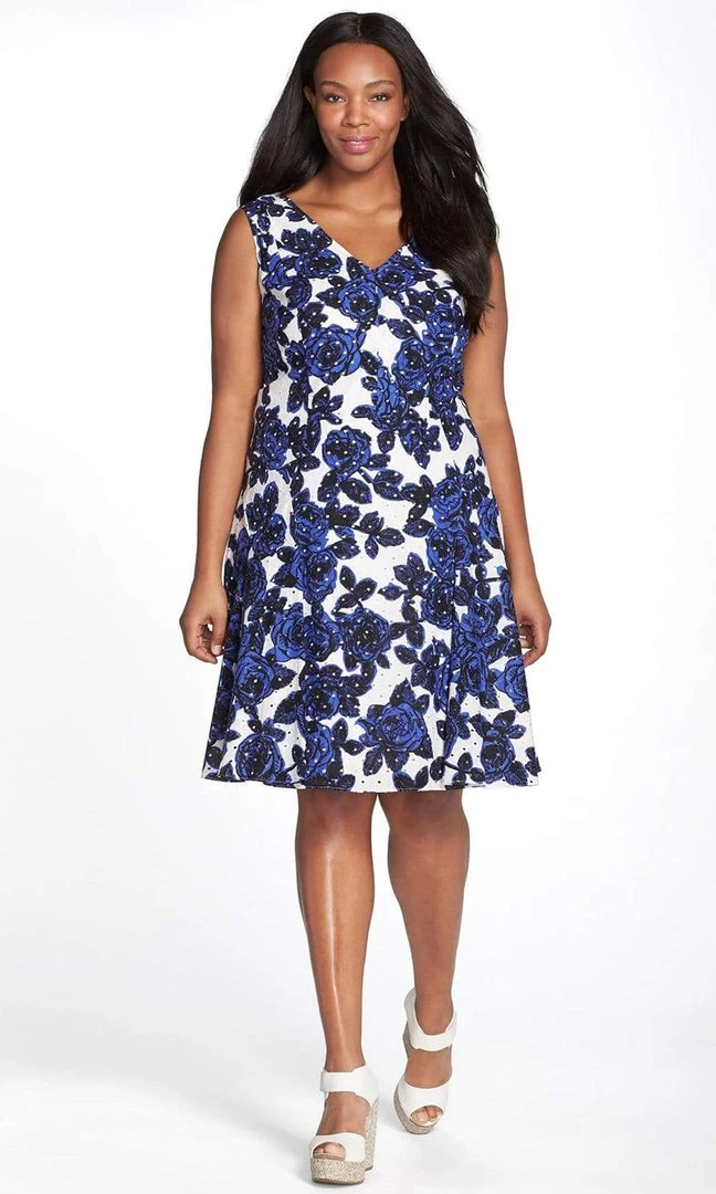 Adrianna Papell - 12249891 Strappy Floral V Neck Cocktail Dress - 1 Pc IVORY MULTI In Size 18W Available 3 Adrianna Papell - 12249891 Strappy Floral V Neck Cocktail Dress - 1 Pc IVORY MULTI In Size 18W Available