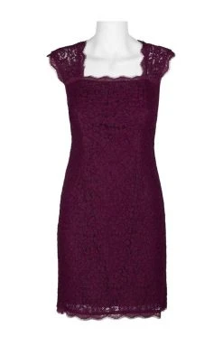 Adrianna Papell - 41895460 Floral Lace Square Neck Cutout Dress