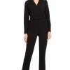 Adrianna Papell - AP1D102936 Collared V-neck Stretch Crepe Jumpsuit