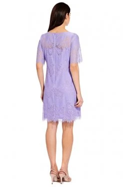 Adrianna Papell - AP1D103221 Floral Lace Bateau A-line Dress